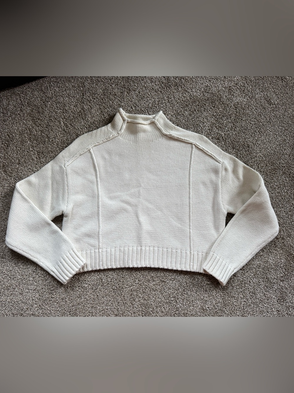 Cream Zara Cropped Mockneck Sweater